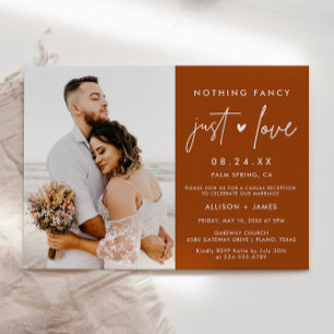 Invitación Rust Nothing Fancy Just Love Elopement Photo