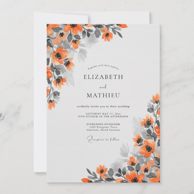 Invitación Rust Orange Elegant Autumnal Wedding (Anverso)