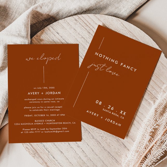 Invitación Rust Terracotta Boda Minimalista Elopement (Subido por el creador)