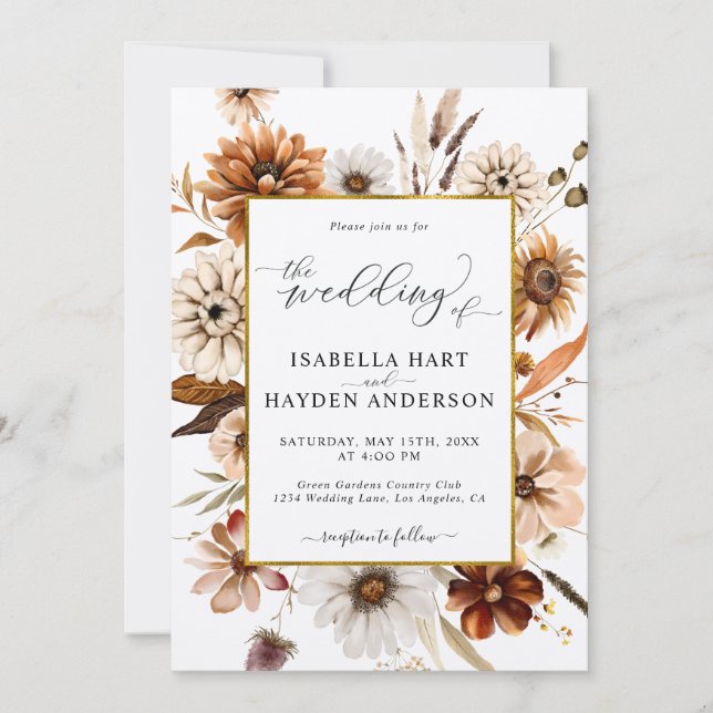 Invitación Rust Terracotta Cae Todo En Un Boda De Código QR (Anverso)