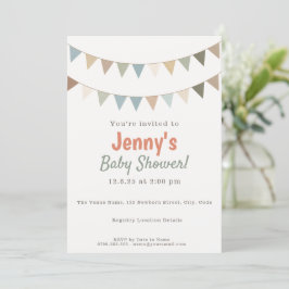 Invitación Rust Terracotta y Sage Green Bungalows Baby Shower