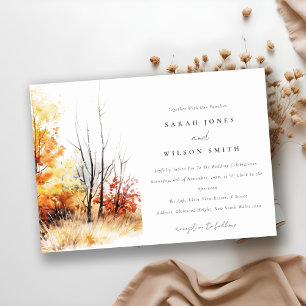 Invitación Rust Yellow Otumt Fall Landscape Plaid Boda