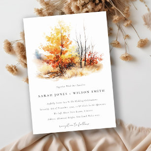 Invitación Rust Yellow Otumt Fall Landscape Plaid Boda