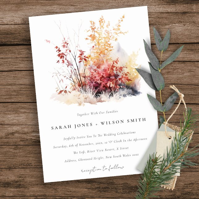 Invitación Rust Yellow Otumt Fall Landscape Plaid Boda (Subido por el creador)