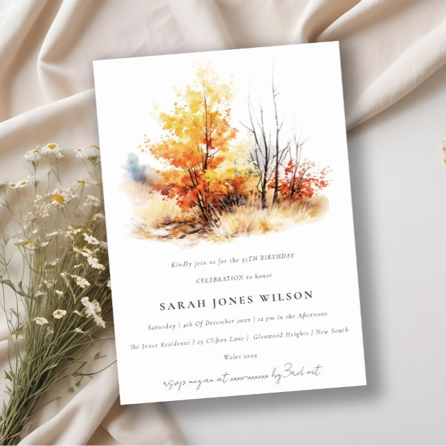 Invitación Rust Yellow Otumt Fall Landscape Plaid Cumpleaños (Subido por el creador)