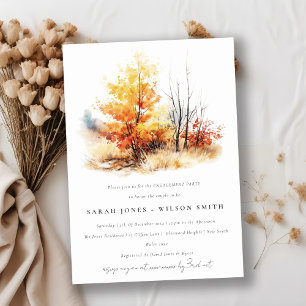 Invitación Rust Yellow Otumt Fall Landscape Plaid Engagement