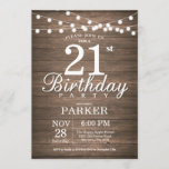 Invitación Rustic 21st Birthday Invitation String Lights Wood<br><div class="desc">Invitación rústica del 21º cumpleaños con fondo de madera String Lights. 16.º 18.º 21.30.º 40.º 50.60.70.90.100,  Cualquier edad. Para una mayor personalización,  haga clic en el botón "Personalizar" y utilice nuestra herramienta de diseño para modificar esta plantilla.</div>