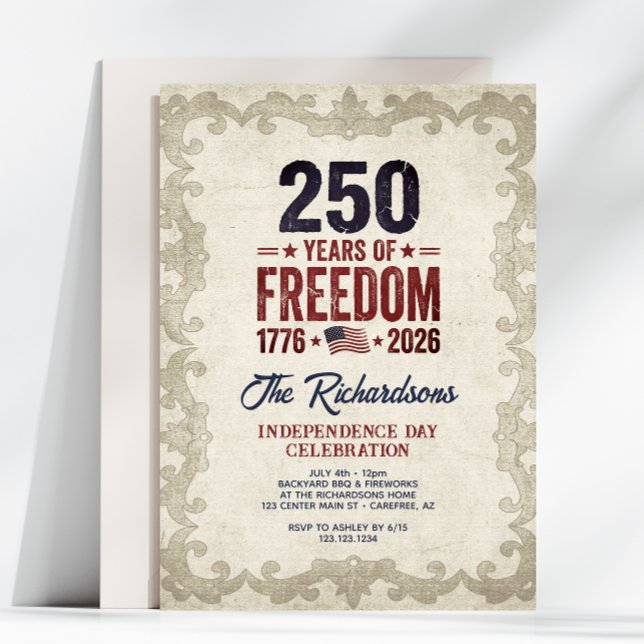 Invitación Rustic 250th Anniversary Independence Day (Subido por el creador)