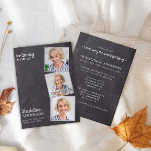 Invitación Rustic 3 Fotos Celebración De La Vida
