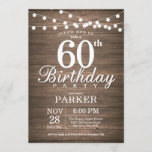 Invitación Rustic 60th Birthday Invitation String Lights Wood<br><div class="desc">Invitación rústica de cumpleaños número 60 con fondo maderero de String Lights. 16.º 18.º 21.30.º 40.º 50.60.70.90.100,  Cualquier edad. Para una mayor personalización,  haga clic en el botón "Personalizar" y utilice nuestra herramienta de diseño para modificar esta plantilla.</div>