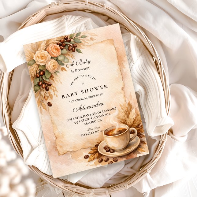 Invitación Rustic A Baby Is Brewing Coffee Baby Shower (Subido por el creador)