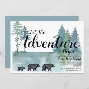 Invitación Rustic Adventure Bears Boy Camping Cumpleaños