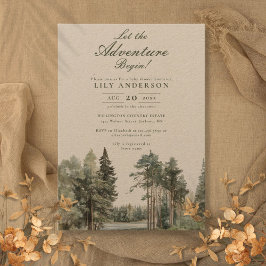 Invitación Rustic Adventure Begin Lake Forest Baby Shower
