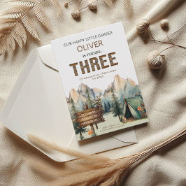 Invitación Rustic Adventure Happy Camper Third Birday