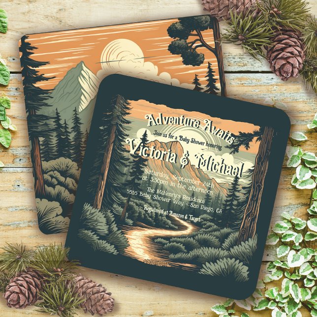 Invitación Rustic Adventure Mountain Forest Baby Shower (Subido por el creador)