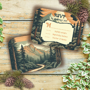 Invitación Rustic Adventure Mountain Forest Wedding RSVP