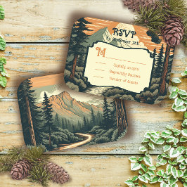 Invitación Rustic Adventure Mountain Forest Wedding RSVP