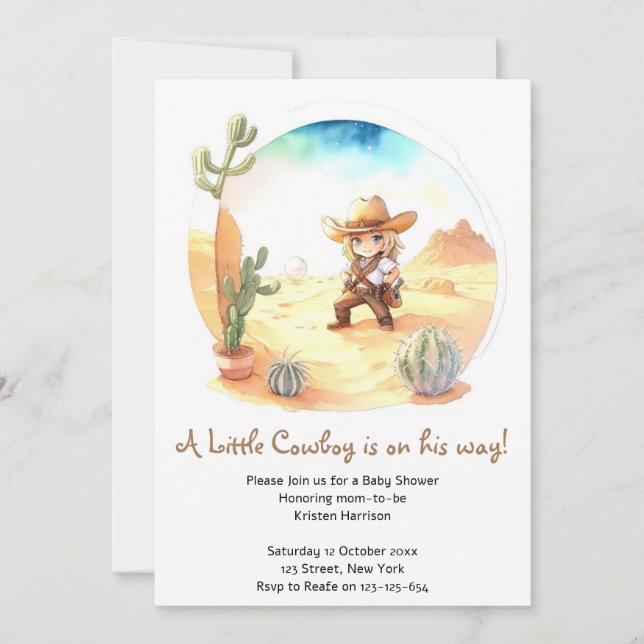 Invitación Rustic Adventure Wild West Cowboy Baby Shower (Anverso)