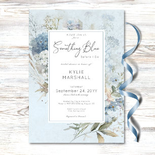 Invitación Rustic Algo Azul Floral Bridal Shower Blanco