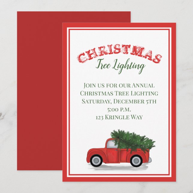 Invitación Rustic Antique Red Truck Country Tree Classic (Anverso / Reverso)