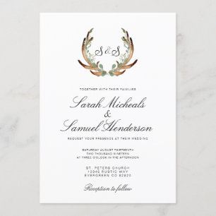 Invitación Rustic Antler   Formal   Boda de la vegetación osc