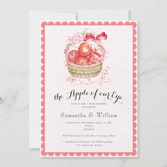 Invitación Rustic Apple Of Our Eye Fall Harvest Baby Shower (Anverso)