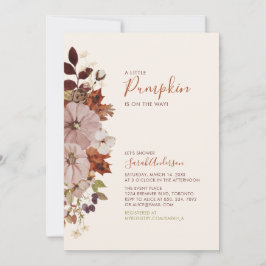 Invitación Rustic Autumn Floral Pumpkin Baby Showe