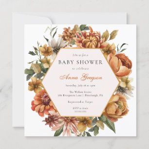 Invitación Rustic Autumn Florals Baby Shower