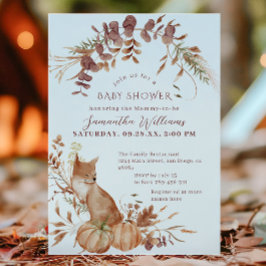 Invitación Rustic Autumn Fox Pumpkin Baby Shower