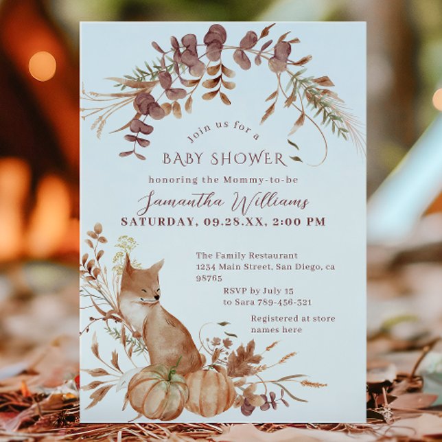 Invitación Rustic Autumn Fox Pumpkin Baby Shower (Subido por el creador)