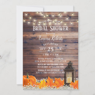 Invitación Rustic Autumn Lantern String ilumina la ducha de n
