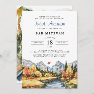 Invitación Rustic Autumn Mountain Bar Mitzvah