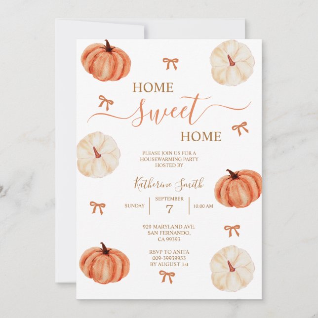 Invitación Rustic Autumn Pumpkin Housewarming Party (Anverso)