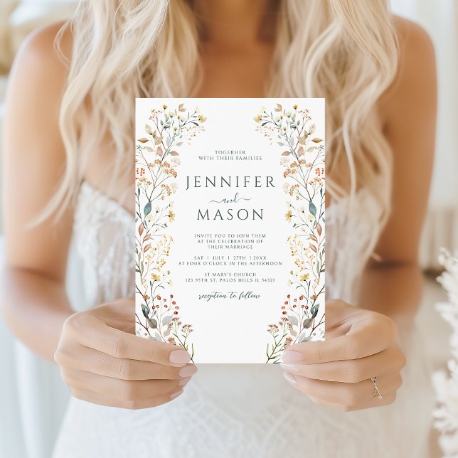 Invitación Rustic Autumn Wildflower Wreath Wedding Invitation (Subido por el creador)