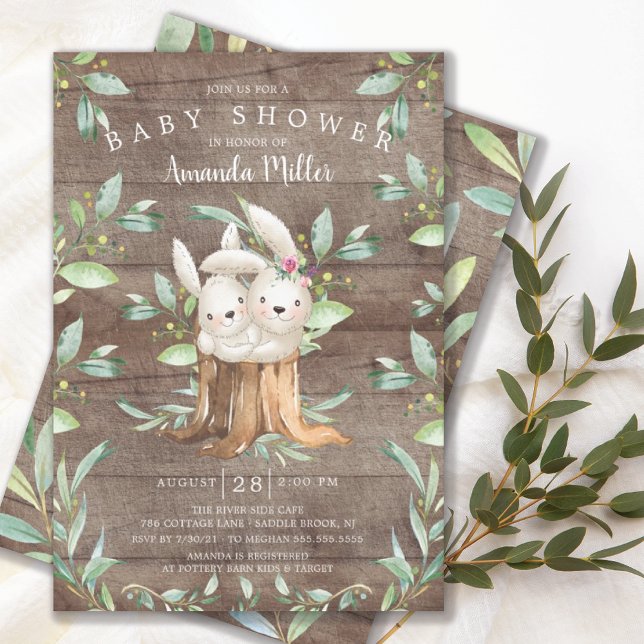 Invitación Rustic Baby Bunny Mom Baby Shower (Subido por el creador)