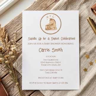Invitación Rustic Baby Cowboy Boots and Foal