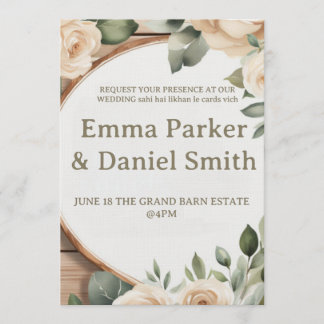 Invitación Rustic Barn Wedding Invitation with String Lights