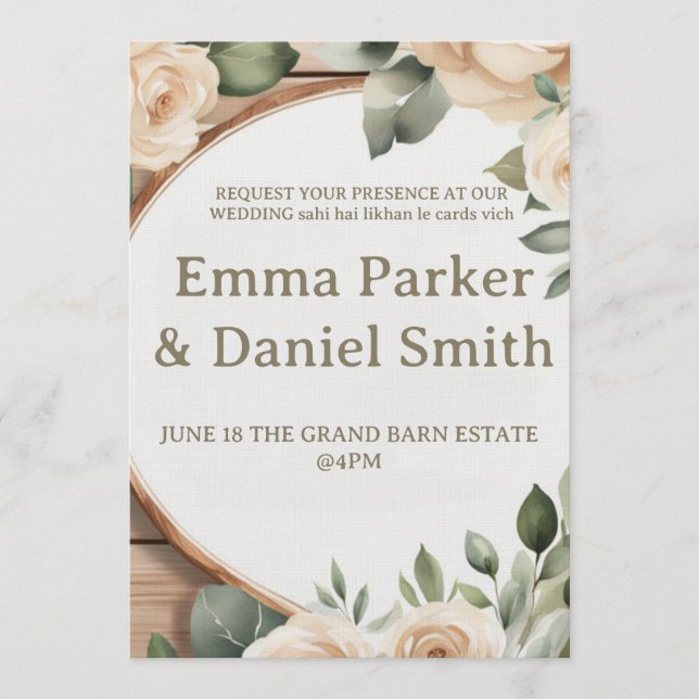 Invitación Rustic Barn Wedding Invitation with String Lights  (Anverso)