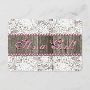 Invitación Rustic Barn Wood Perlas rosadas y Baby Shower de e