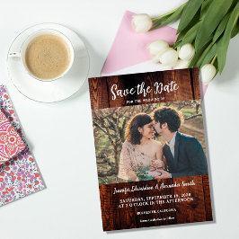 Invitación Rustic barn wood photo country save the date