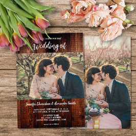 Invitación Rustic barn wood photo country wedding