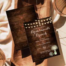 Rustic Barn Wood String enciende Bridesmaids Brunc