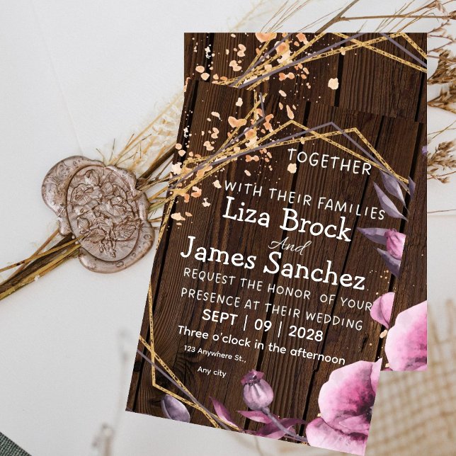 Invitación Rustic Barn Wood String Lights Wedding Invitation  (Subido por el creador)