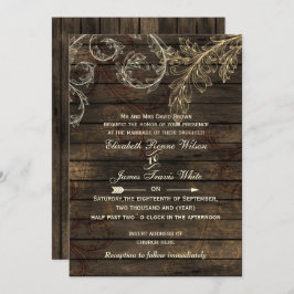 Invitación Rustic Barnwood, boda floreciente