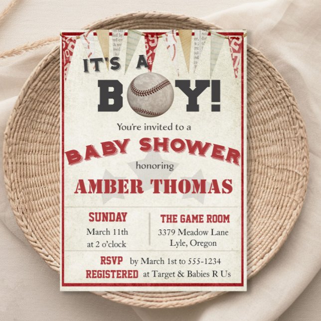 Invitación Rustic Baseball Baby Shower (Subido por el creador)