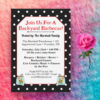 Invitación Rustic BBQ Mason Jar Invitation Country Picnic 