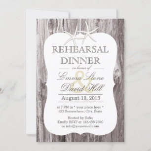 Invitación Rustic Beach Driftwood Starfish Ensayo Cena