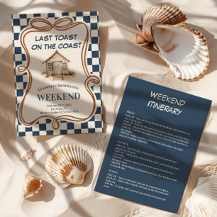 Invitación Rustic Beach Hut Coastal Gingham Bachelorette