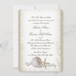 Invitación Rustic Beach Lace y Perlas