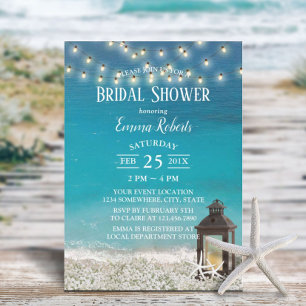 Invitación Rustic Beach Lantern String ilumina la ducha de no